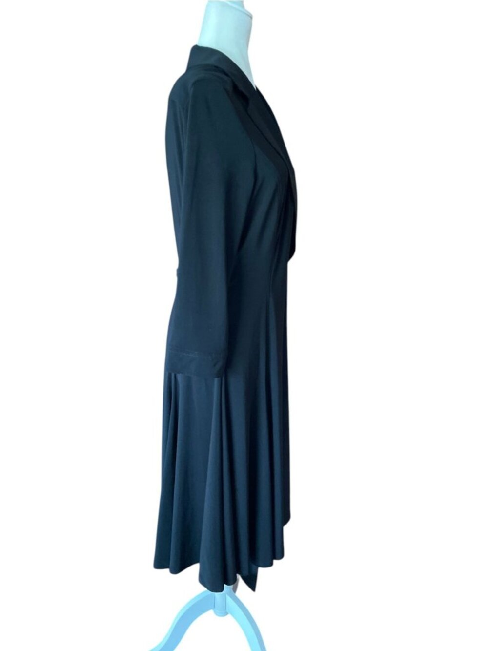 Ralph Lauren Black Wrap Dress Collared V-Neck 3/4 Sleeve Jersey Dress SZ 12 - Picture 3 of 10